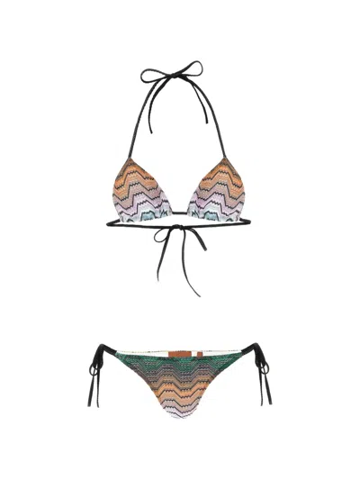 Missoni Greek-motif Lamé Bikini In Multi