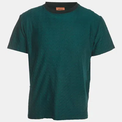 Pre-owned Missoni Green Chevron Jacquard Knit Crewneck T-shirt L