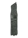 Missoni Metallic One-shoulder Sequin Long Dress With Halterneck In Viscose Blend Woman In Green