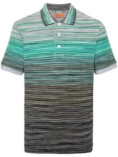 Missoni Green Tie-dye Cotton Polo Shirt For Men In Multi