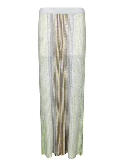 Missoni Green-white-blue Flare Pants In Multi