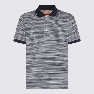 Missoni Space Dyed Striped Cotton Polo Shirt In Space Dyed Navy White