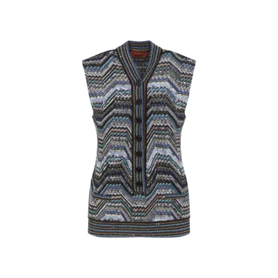 Missoni Grey Knitted V-neck Sweater In Gray
