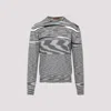 Missoni Striped Crewneck Wool Sweater In Grey