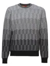 Missoni Textured Knitwear With Chevron Pattern And Feel In Grey