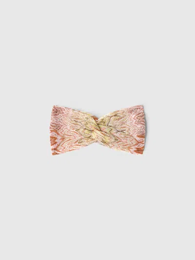 Missoni Hair Band In Viscose Lamé With Lace Motif In Multi