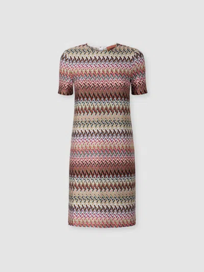 MISSONI HALF-SLEEVED DRESS IN ZIGZAG VISCOSE BLEND