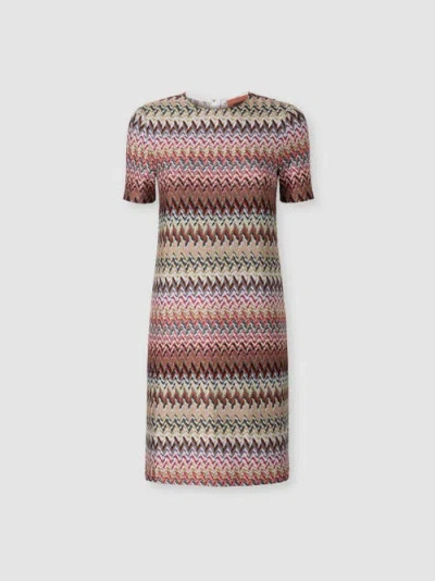 MISSONI MISSONI HALF-SLEEVED DRESS IN ZIGZAG VISCOSE BLEND