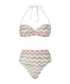 Missoni Nylon Stretch Zig Zag Lamé Bikini In Multi-color