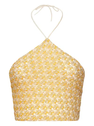 Missoni Halter-neck Embellished Blouse In Yellow