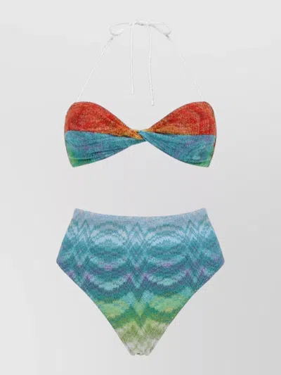 Missoni Halter Neck High Waist Textured Set In Multi