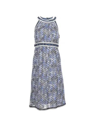 Pre-owned Missoni Halter-neck Midi Dress In Blue