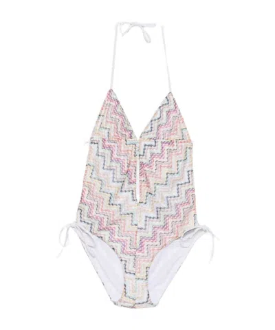 Missoni Halterneck One Piece Swimsuit Waist Cutout In Multi