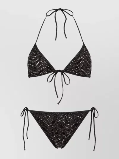 Missoni Halter Neck Sequin Triangle Bikini Set In Black