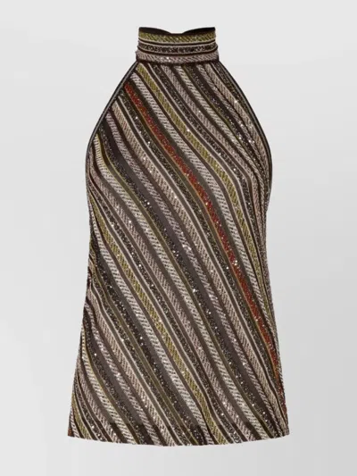 MISSONI HALTER NECK TOP WITH GLITTER AND SEQUINS
