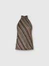 Missoni Womens Multicolor Beige Brown Halterneck Embellished Stretch-woven Top In Multi