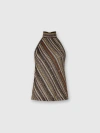 Missoni Womens Multicolor Beige Brown Halterneck Embellished Stretch-woven Top In Multi