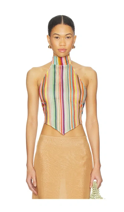 Missoni Striped Cotton And Silk-blend Crepe De Chine Halterneck Top In Multi