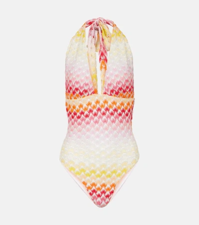 Missoni Halterneck Crochet Swimsuit In Red