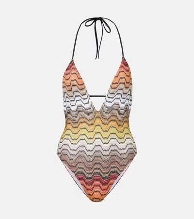 Missoni Halterneck Lamé Swimsuit In Multi