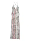 Missoni Long V-neck Dress With Snake Pattern In Gray