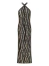Missoni Halterneck Maxi Dress With Wave Pattern In Black