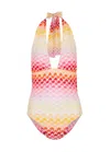 Missoni Halterneck Crochet Swimsuit In Red