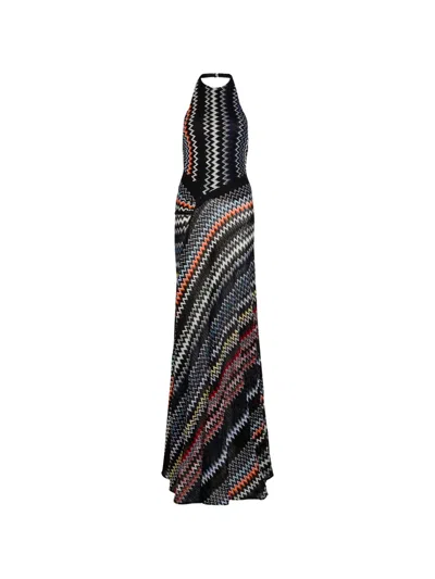Missoni Sleeveless Geometric Pattern Long Dress In Multi