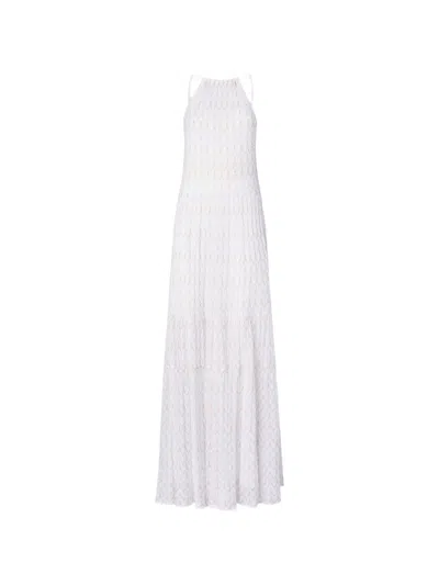 Missoni Halterneck Patterned Maxi Dress In White
