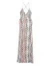 Missoni Long V-neck Dress With Snake Pattern In Gray