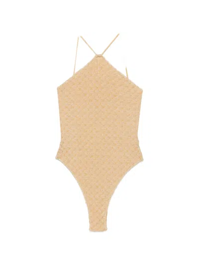 Missoni Halterneck Swimsuit In Gold