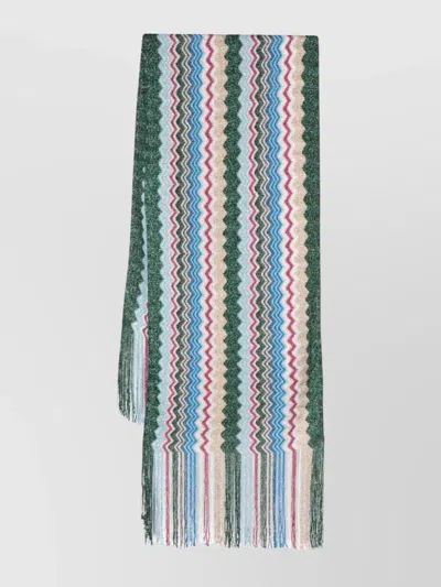 Missoni Zig-zag Pattern Knitted Scarf In Multicolor