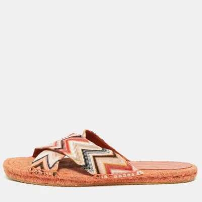 Pre-owned Missoni Harlow Wave Size 40 Multicolor Fabric Flat Sandals