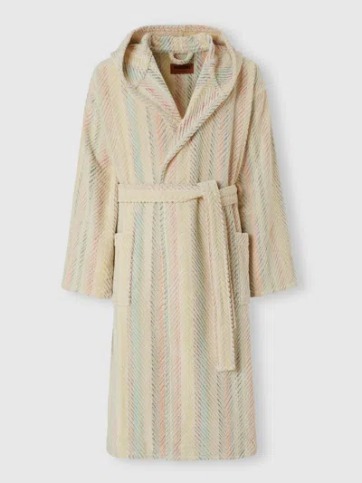 Missoni Harmony Chevron Cotton Terry Bathrobe In Multicoloured