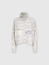Missoni Heathered Cashmere Turtleneck Pullover In White & Multicoloured