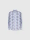 Missoni Poplin Cotton Shirt With Zigzag Pattern In Blue