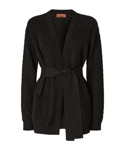 Missoni Herringbone Cardigan In Black