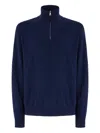 Missoni Half-zip Sweater With Tone-on-tone Zigzag Pattern In Blue