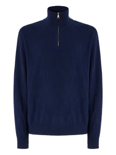 MISSONI HERRINGBONE HALF-ZIP SWEATER