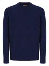 Missoni Crew Neck Sweater In Pure Cashmere With Chevron Pattern In Blue