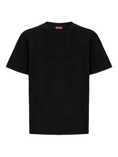 Missoni Herringbone-pattern Short-sleeved T-shirt In Black