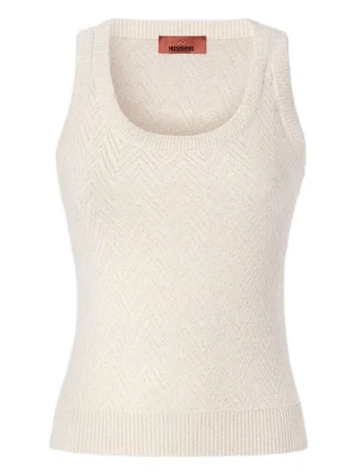 Missoni Herringbone-pattern Sleeveless Top In Gray