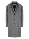 Missoni Wool Cloth Coat With Chevron Pattern In Gray