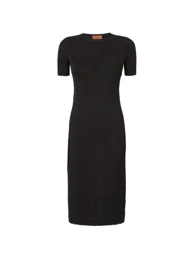 Missoni Herringbone Short-sleeve Dress In Black