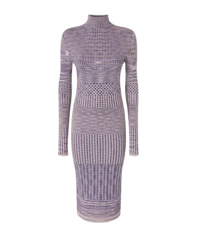 Missoni High Collar Long Sleeve Dress In Blue