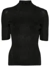 Missoni Short-sleeved Turtleneck In Glitter-effect Viscose In Black