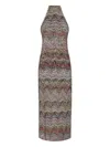 Missoni Metallic Chevron Halter Midi Dress In Multi