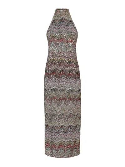 Missoni High-neck Long Dress In Multi