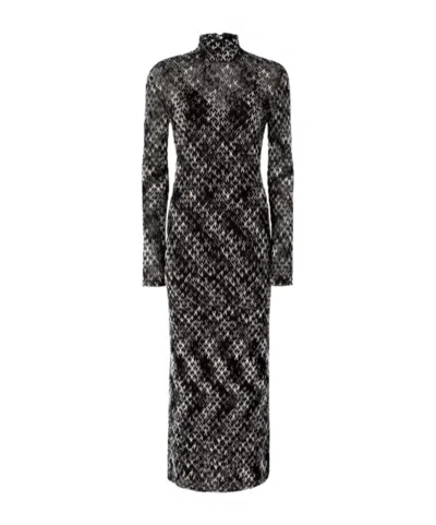 Missoni High-neck Patterned Midi Dress In Black
