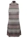 Missoni High-neck Sleeveless Zig-zag Patterned Dress In Multicolour